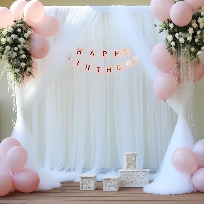 10ft x 15ft White Tulle Backdrop Curtain - Image 3