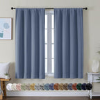Simplebrand Ava Denim Blue Short Blackout Curtains by Simplebrand
