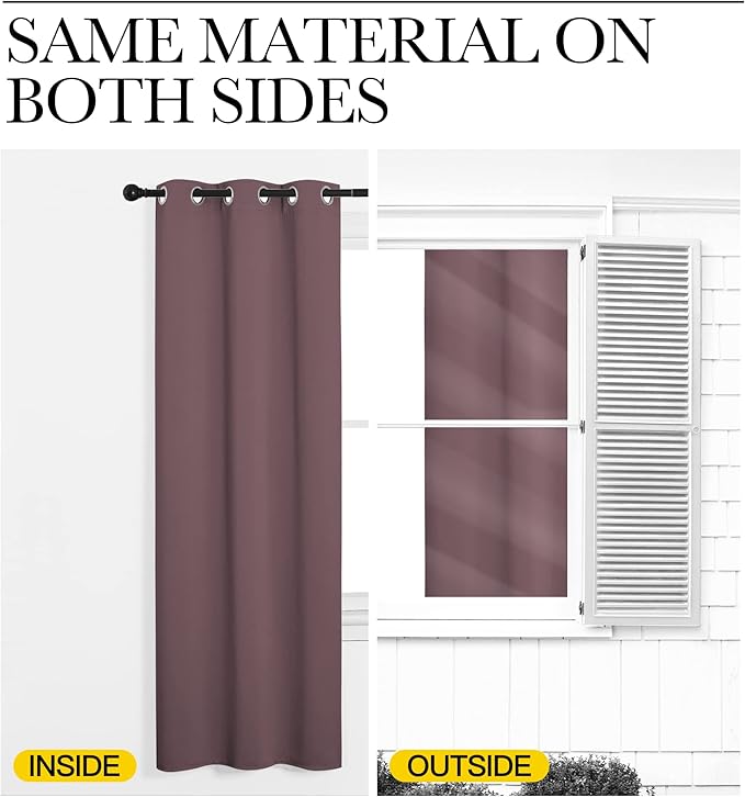 NICETOWN Window Curtain Panels, Dry Rose, 1 Pair, 34 by 84-inch, Thermal - Image 6