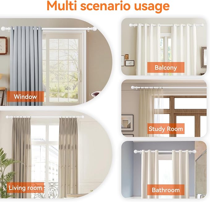 White Curtain Rods for Windows 66 to 120” - Image 6