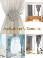 Magnetic Tiebacks for Curtains, 2 Pack Sparkling Crystal Flower Curtain - Image 2