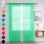 youleyar Solid Sheer Rod Pocket Curtain Voile Draperies 2 Panels White Beige by Youleyar