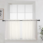 OWENIE Short Sheer Curtains 24 Inches Long 2 Panels by OWENIE