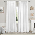 Nanspring White Linen Curtains 84 Inch Length 2 Panels Set by Nanspring