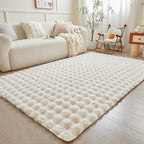 Creamy White Rabbit Plush Rug 5'x8', Fluffy Faux Fur Shaggy Area Rug - Image 2