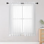 OWENIE Sheer White Curtains, Sheer Curtains 63 inch Length 2 Panels Set by OWENIE