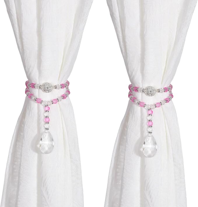 SUQ I OME 1 Pair of Luxury Crystal Beaded Magnetic Curtain Tieback and Holdback by SUQIOME