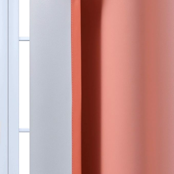 Yakamok Thermal Insulated Coral and Greyish White Gradient Curtains, Room - Image 7