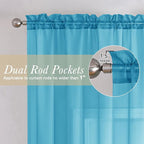 Lecloud Turquoise Sheer Curtains 63 Inch Length 2 Panels, Light Filtering Voile - Image 2