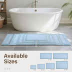 36x24 Large Bathroom Rugs Washable Non Slip, Light Blue Bath Mat - Image 6