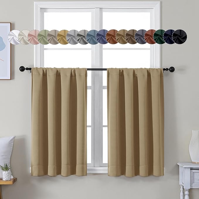 Simplebrand Ava Taupe Short 36 Inches Blackout Curtain 2 Panels Set, Half by Simplebrand