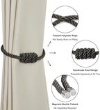 BEL AVENIR Magnetic Curtain Tiebacks, Decorative Drapery Holdbacks Modern Woven - Image 4