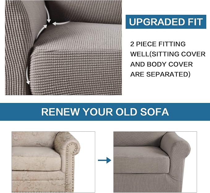 H.VERSAILTEX Stretch Chair Slipcovers 2 Pieces Armchair Cover Furniture - Image 7