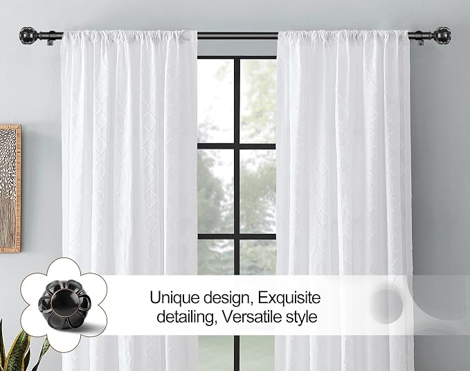 KAMANINA Black Curtain Rod 32 to 58 Inch, Adjustable Heavy Duty Curtain Rods - Image 3