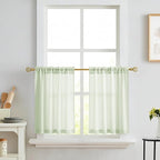 RYB HOME Sage Green Linen Kitchen Cafe Curtains 24 inch Length, Farmhouse - Image 8