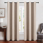MIULEE Linen Texture Curtains Soild 100% Blackout Thermal Insulated Natural by MIULEE