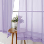 Lecloud Light Filtering Lavender Sheer Curtains 63 Inch Length 2 Panels - Image 3