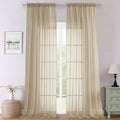 Lecloud Taupe Sheer Curtains 108 Inches Long 2 Panels, Dual Rod Pocket Light by Lecloud