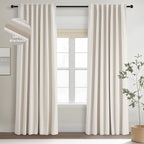 Topfinel Off-white Blackout Cream White Curtains, Sound Proof, Ivory Linen by Topfinel