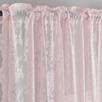 YJ YANJUN Vintage Lace Curtains Elegant Floral Pink Sheer French Door Curtains - Image 2