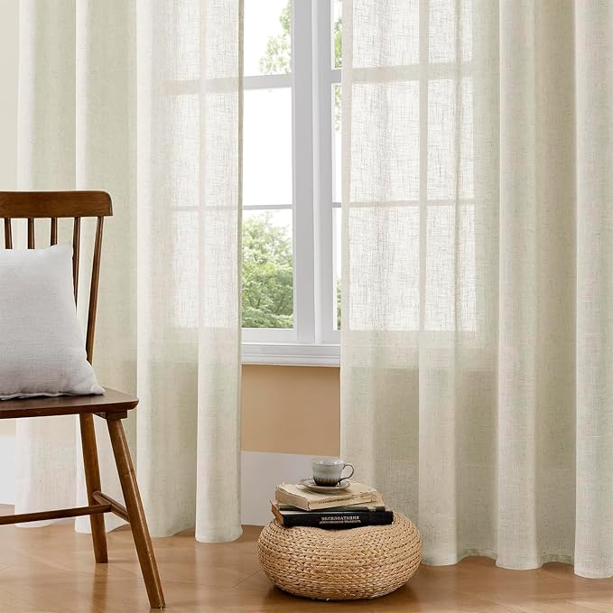 Joydeco Linen Curtains 84 Inch Length 2 Panel Sets, Light Filtering Curtains - Image 2