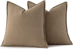 MIULEE Decorative Linen Pillow Covers 20x20 Inch Khaki Boho Farmhouse Neutral - Image 6