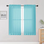 OWENIE Aqua Sheer Curtains for Bedroom Living Room 54 Inch Length 2 Panels Set by OWENIE