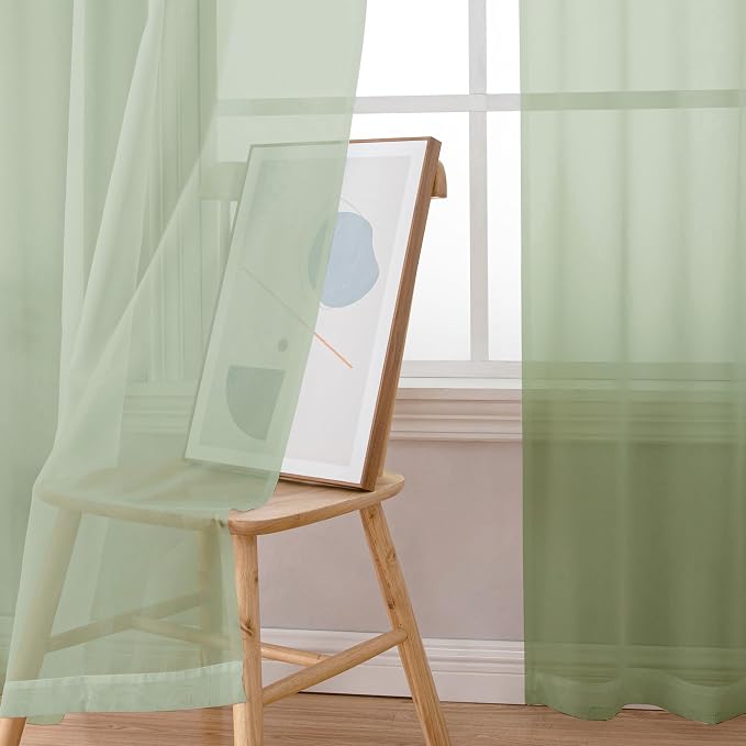 OWENIE Sheer Curtains 84 inches Long 2 Panels Set - Image 9