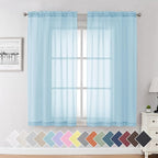Aiyufeng 2 Pack: Basic Sky Blue Sheer Curtain Drapes 63 Inch Length 2 Panels by Aiyufeng