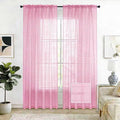 SpaceDresser Check Sheer Curtains 45 Inches 2 Panels Set, Rod Pocket Plaid by SpaceDresser