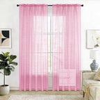 SpaceDresser Check Sheer Curtains 63 Inches 2 Panels Set, Rod Pocket Plaid by SpaceDresser