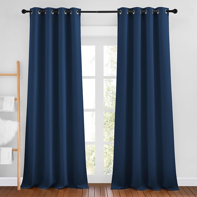 NICETOWN Moroccan Blue Room Darkening Curtains 90 inch Length by NICETOWN