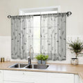 HOMEIDEAS Grey Sheer Kitchen Curtains 30 X 36 Inch Length 2 Panels Embroidered by HOMEIDEAS