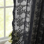 YJ YANJUN Vintage Lace Curtains 84 Inches Long-Victorian Floral Pattern Black - Image 5