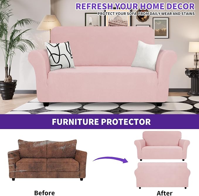 ZNSAYOTX Super Stretch Loveseat Covers, New Striped Love Seat Slipcover - Image 2