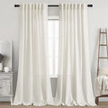 Back Tab Linen Curtains 96 inches Long 2 Panels Set by Nanspring