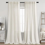 Back Tab Linen Curtains 96 inches Long 2 Panels Set by Nanspring