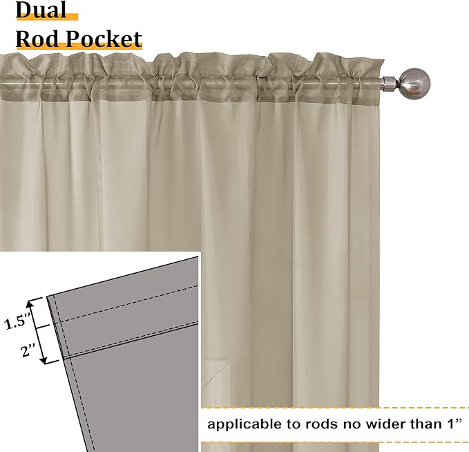 Aiyufeng Taupe Sheer Curtains 84 Inches Long 2 Panels Set, Semi Transparent - Image 3