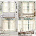 MIULEE Light Cream Sheer Curtains 63 Inches Long, 4 Panels Set, Light Filtering - Image 6