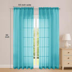 OWENIE Sheer Curtains 84 Inches Long 2 Panels Set, Sheer Turquoise Curtains - Image 2