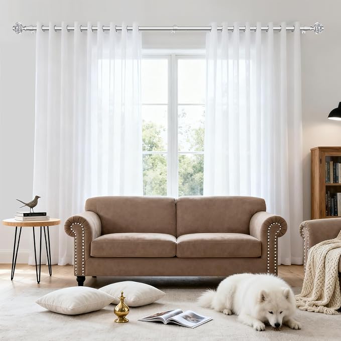 Silver Curtain Rods for Windows 48 to 84 Inch, USFOOK 7/8 inch Telescoping - Image 3