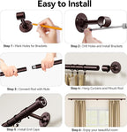 YaFex Heavy Duty Curtain Rods 32-90Inch, 1 Inch Adjustable Bronze Curtain Rod - Image 8