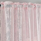 YJ YANJUN Vintage Lace Curtains 63 Inches Length- Cute Sheer Pink Curtains - Image 3