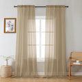 Gwine Taupe Sheer Curtains 96 Inches Long 2 Panels, Elegant Window Treatments by Gwine