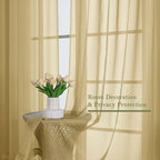 Lecloud Gold Sheer Curtains 96 Inches Long 2 Panels Set, Home Decor Light - Image 7