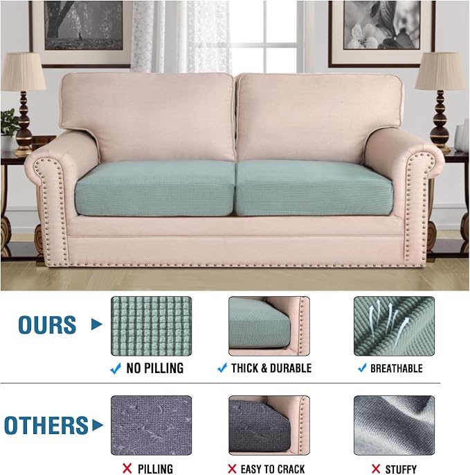 H.VERSAILTEX Super Stretch Individual Seat Cushion Covers Sofa Covers Couch - Image 2