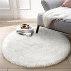 White Fluffy Round Fur Area Rug - Image 8