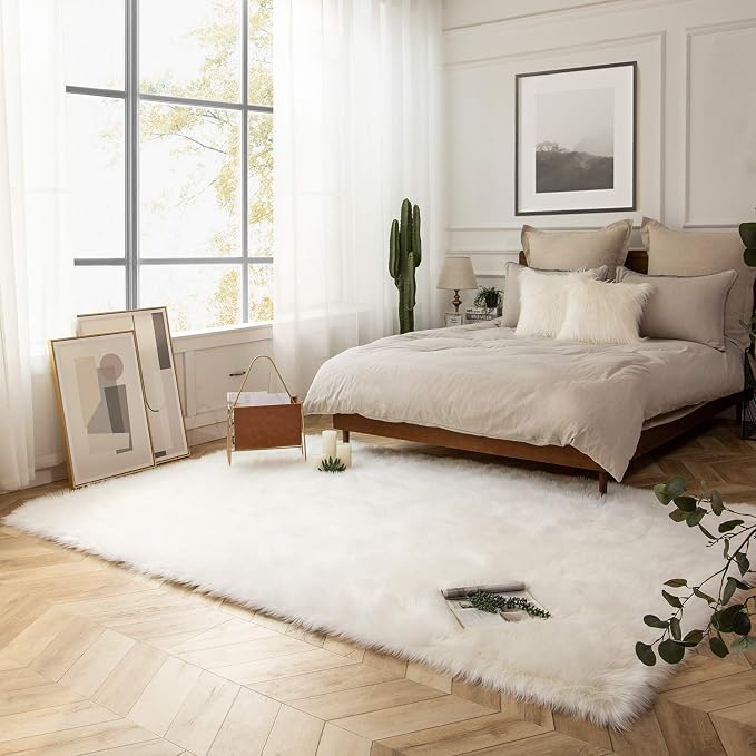 Ashler faux fur rug, Fluffy Shaggy Area Rug Ultra Soft 6 x 9 Feet Rectangle Fur - Image 9