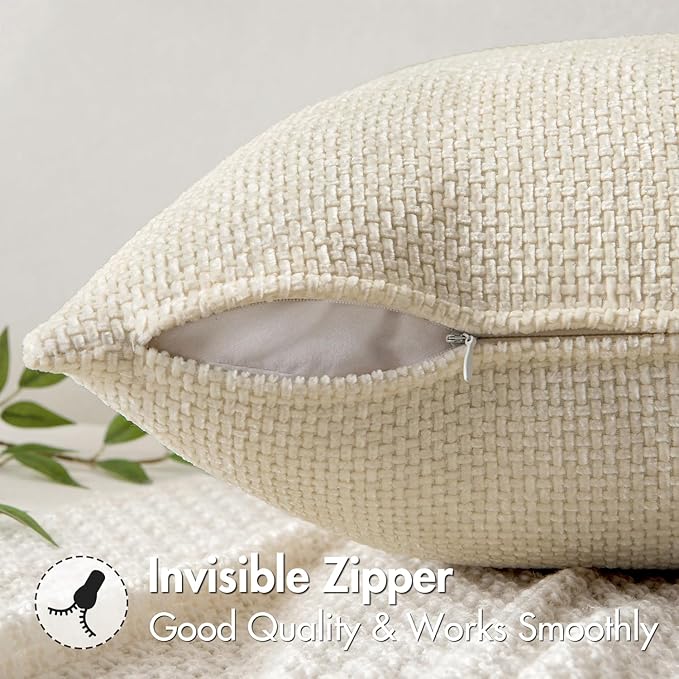 MIULEE Pack of 2 Lumbar Couch Throw Pillow Covers 20x12 Inch Neutral Cream - Image 6
