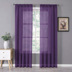 Tollpiz Sheer Curtain Linen Textured Bedroom Curtains Sheer Light Filtering Rod by Tollpiz